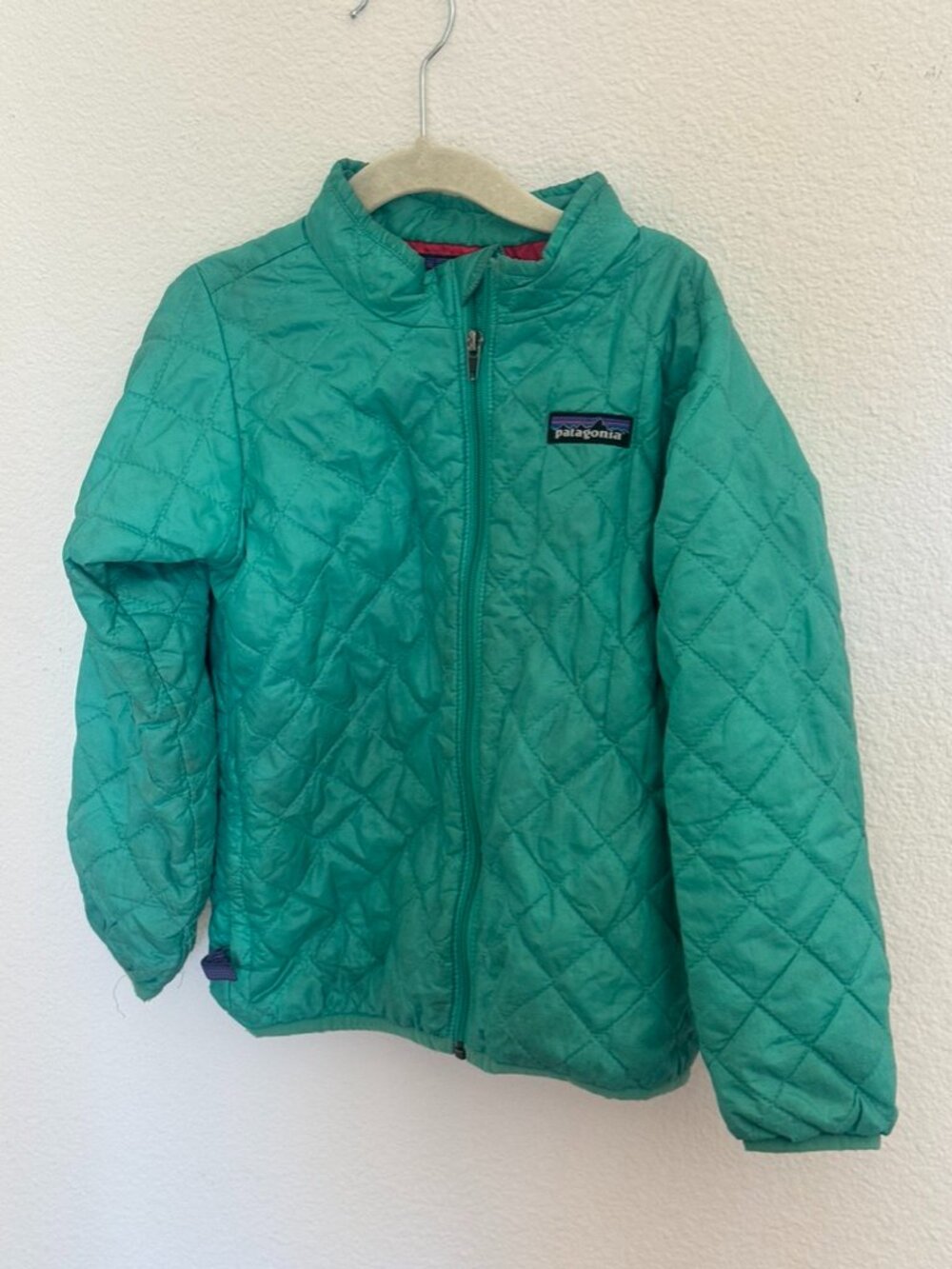 Patagonia Girls Nano Puff Quilted Jacket Teal Pink 5T